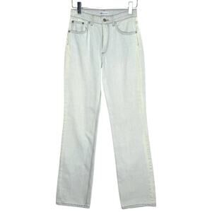Zara 4 Womens Light Blue Straight Leg Jeans Mid Rise 5 Pocket 100% Cotton
